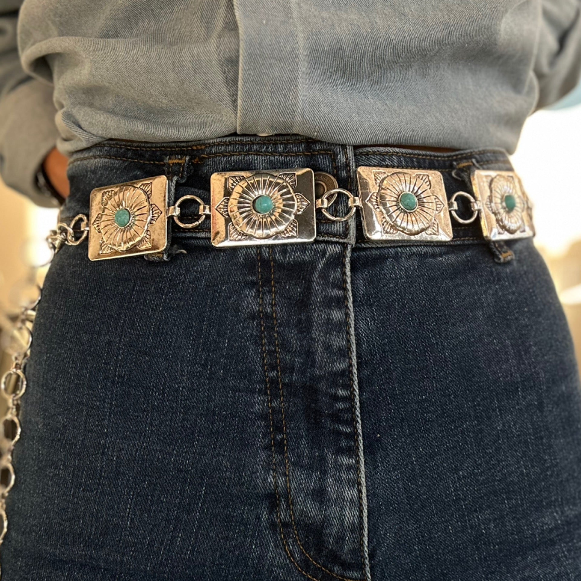 Square Turquoise Concho Belt