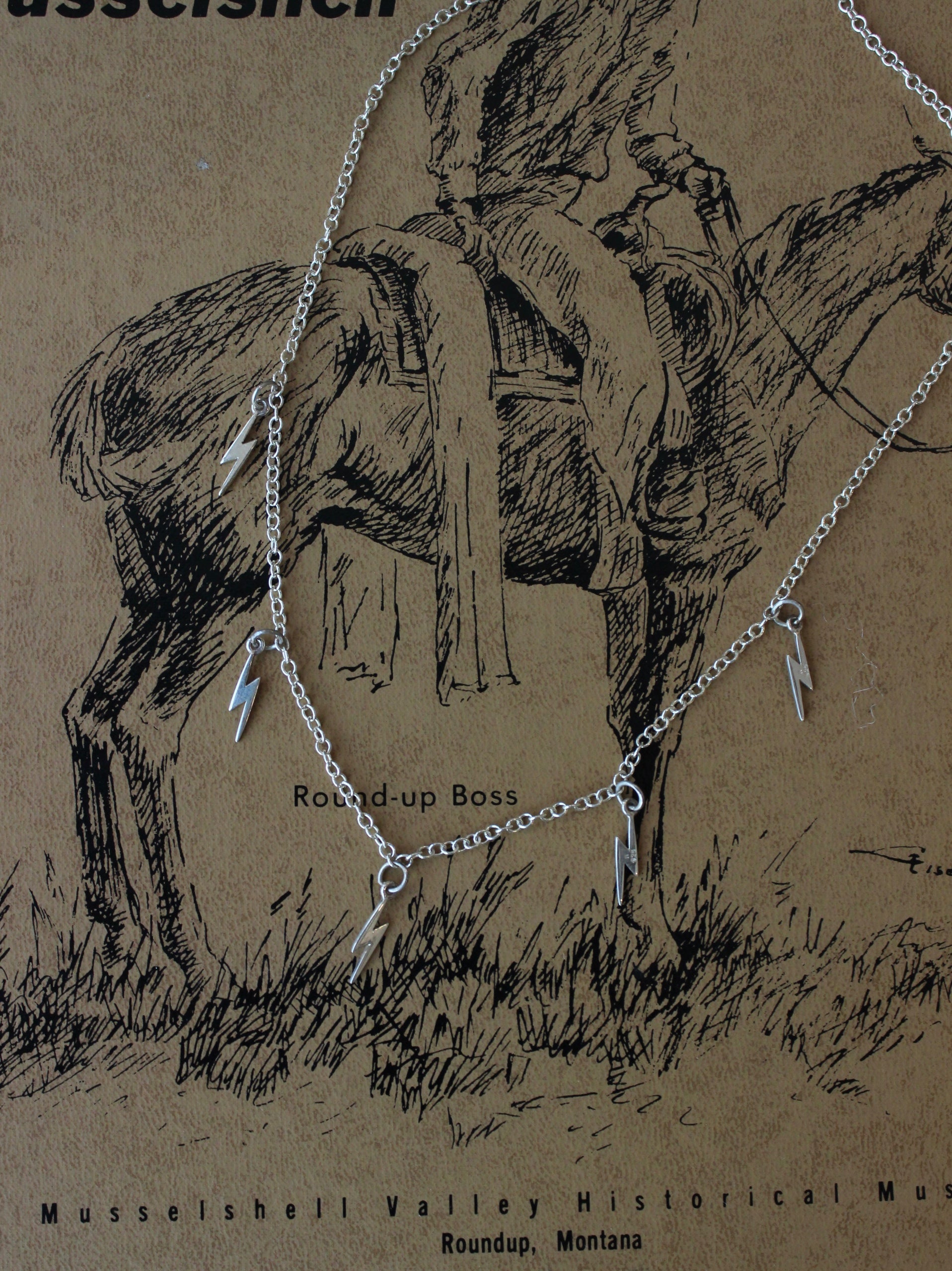 Sterling Silver Bolt Necklace