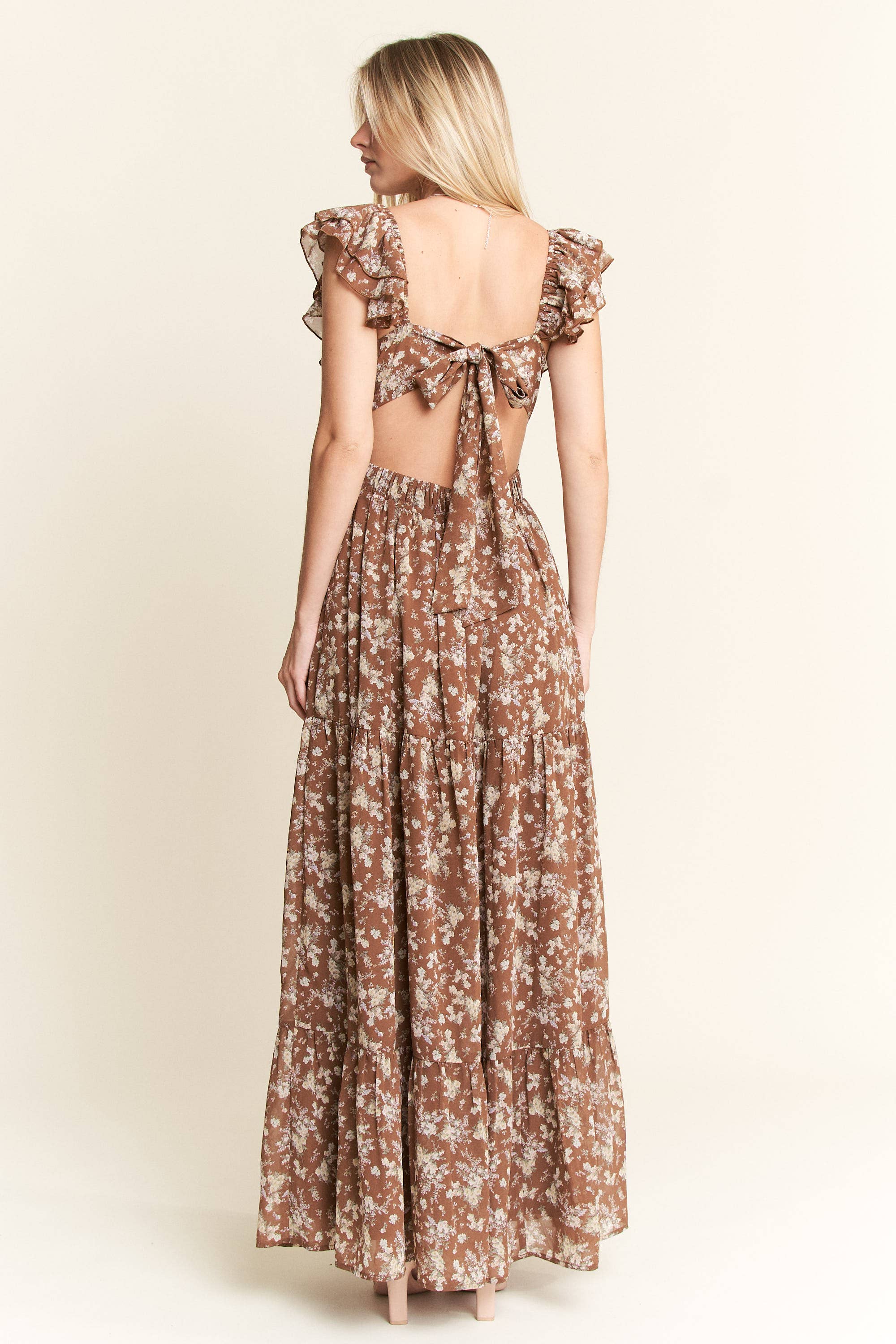 Ruffled Tie Back Maxi