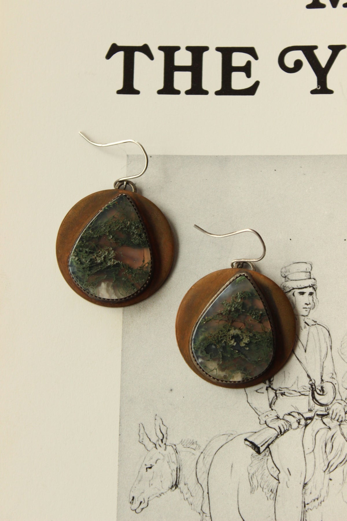 Moss Agate Copper Dangles