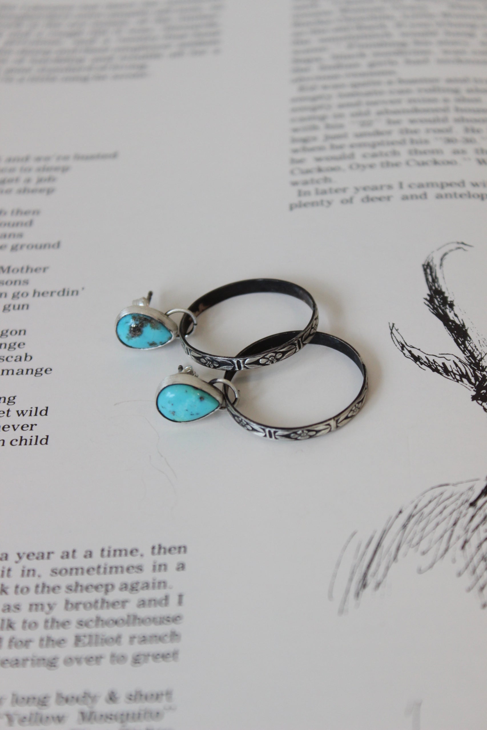 Turquoise Stud Hoops