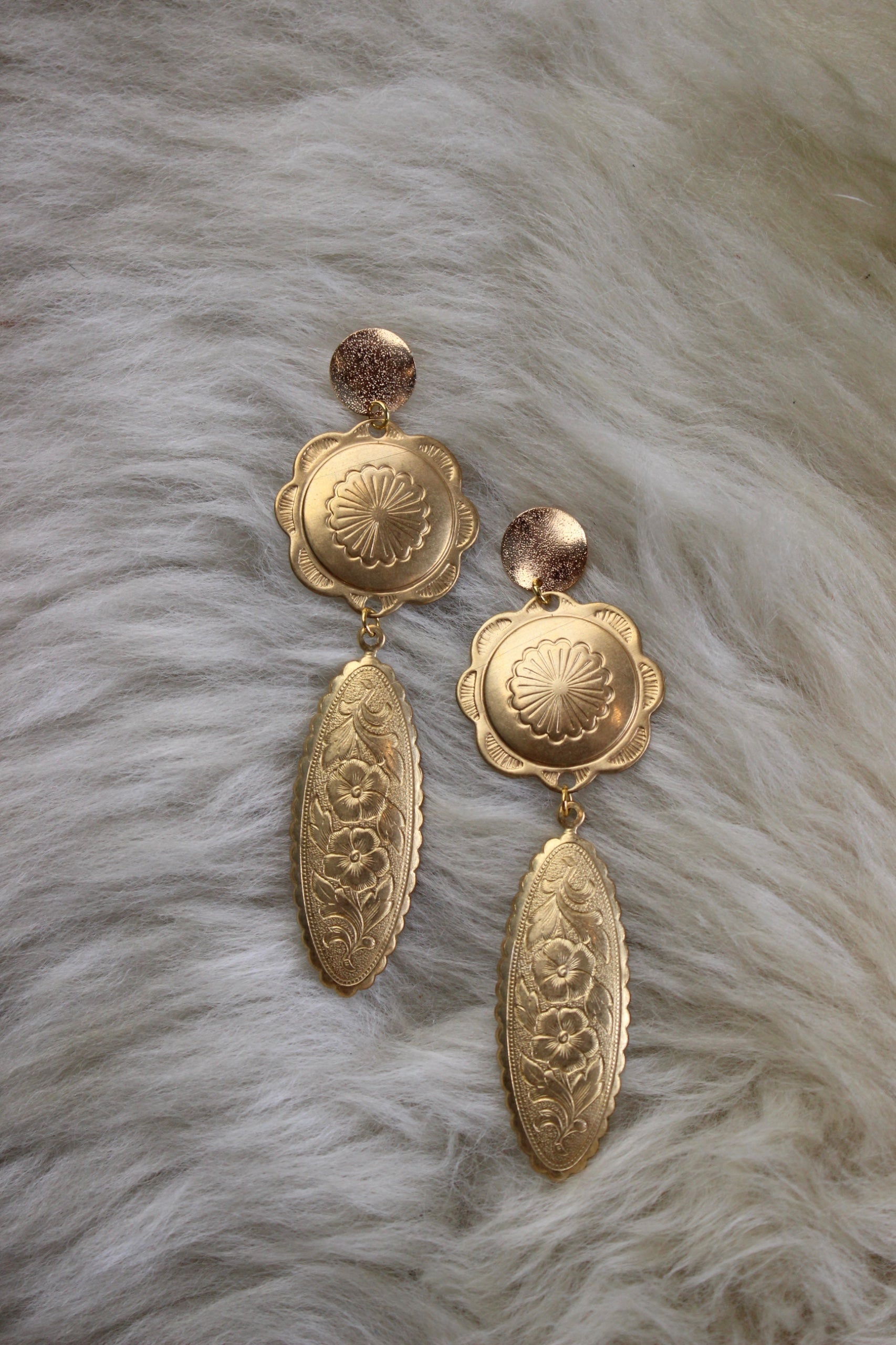 Gold Concho Post Earring