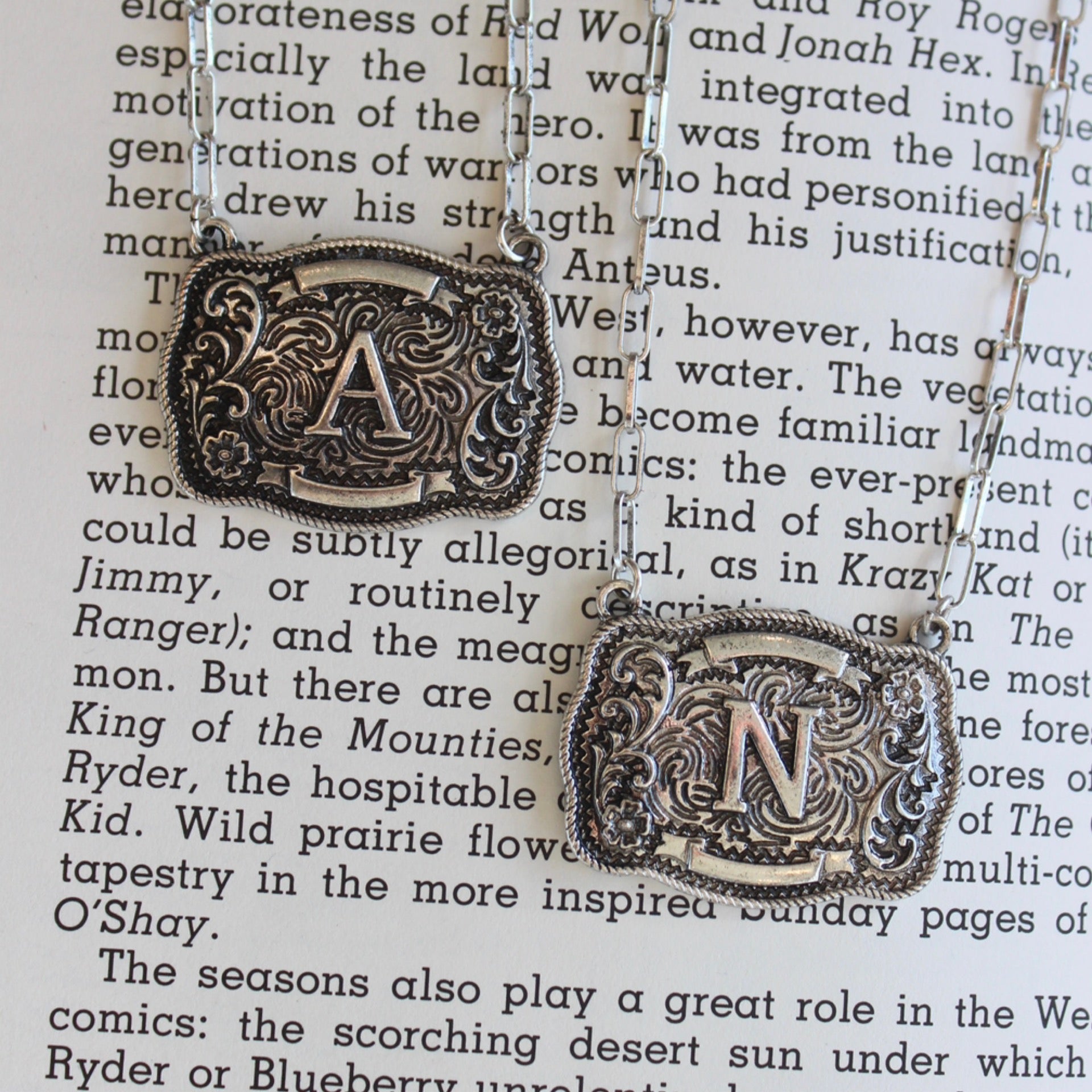 Initial Belt Buckle Necklace