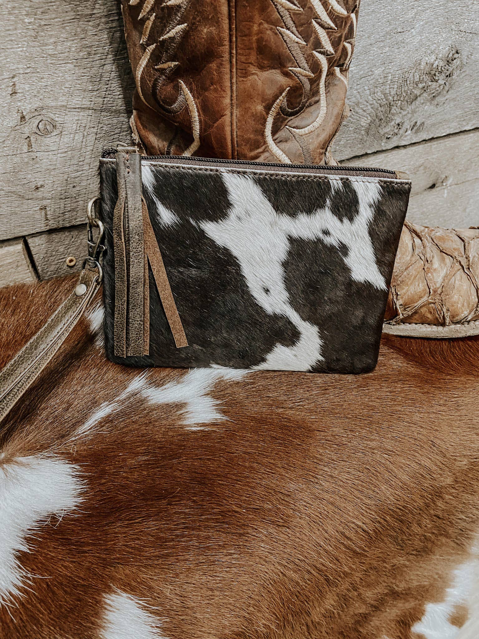 Cowhide Wristlet Clutch