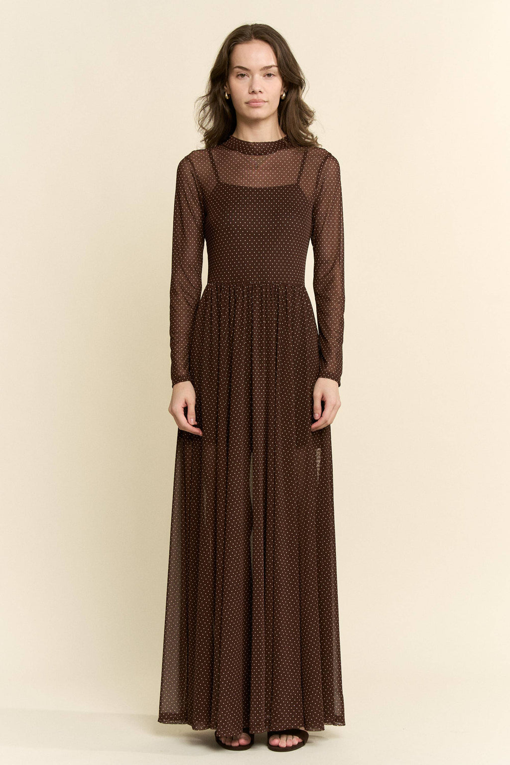 Polka Dot Mesh Maxi