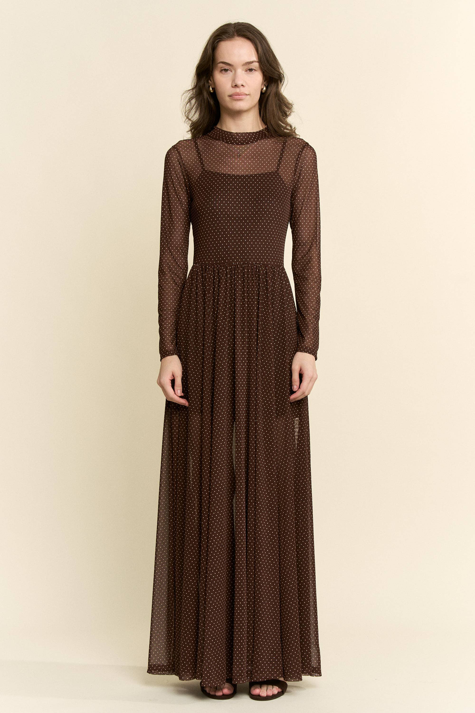 Polka Dot Mesh Maxi