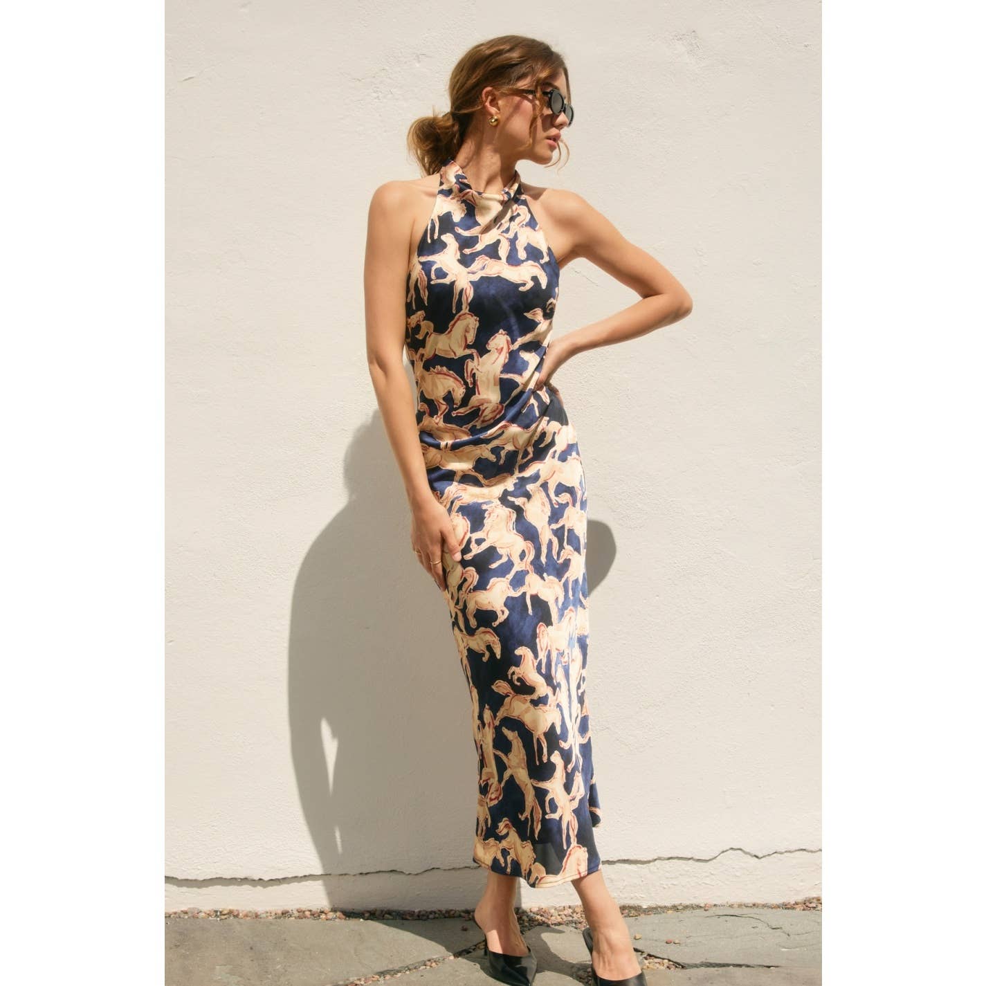 Halter Ruched Maxi Dress