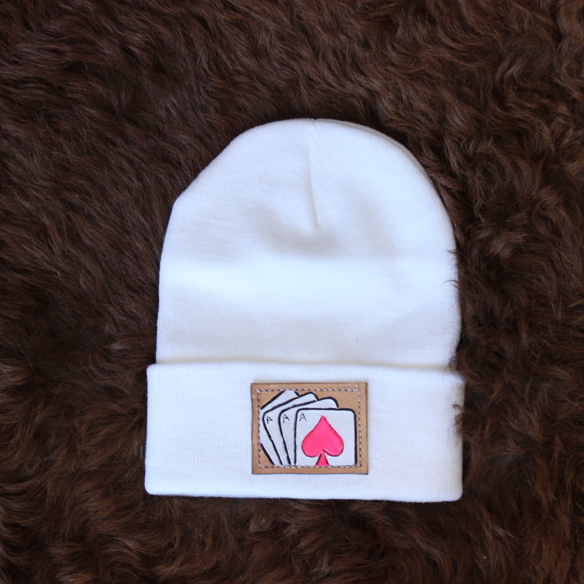 Leather Patch Beanie