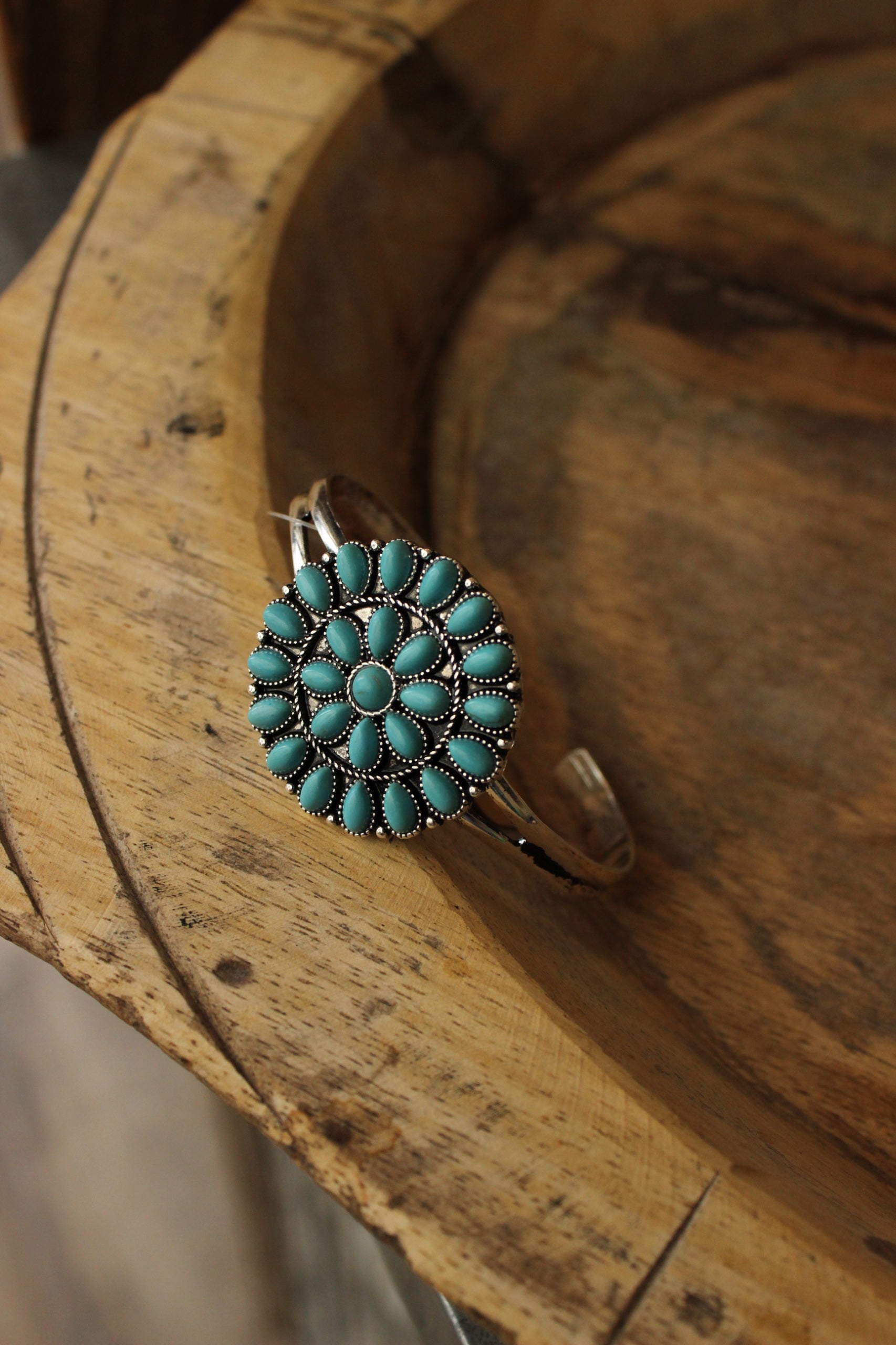 Turquoise Cluster Cuff Bracelet
