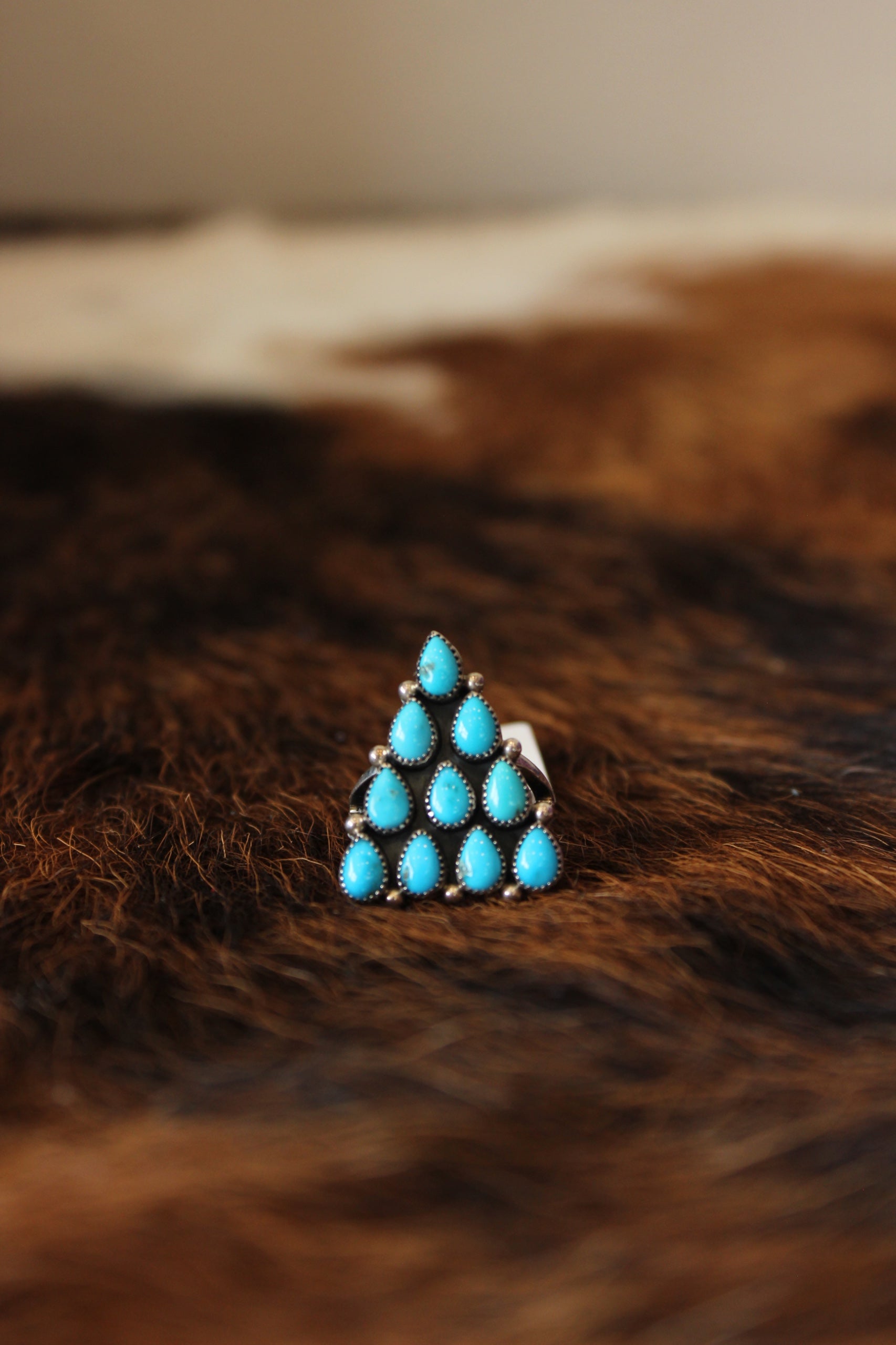 Turquoise Triangle Cluster Ring