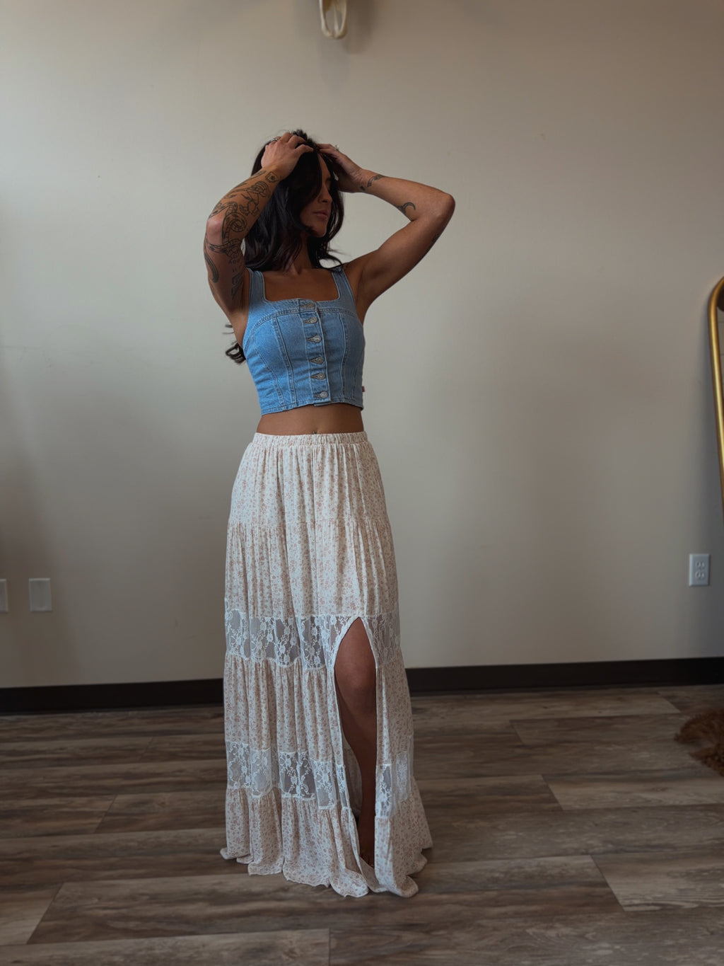 Lace Tired Maxi Skirt
