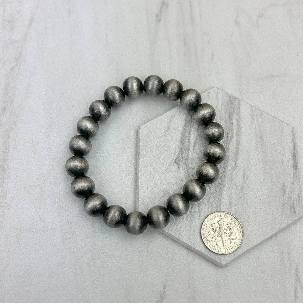 Silver Beaded Stretch Bracelet 10MM