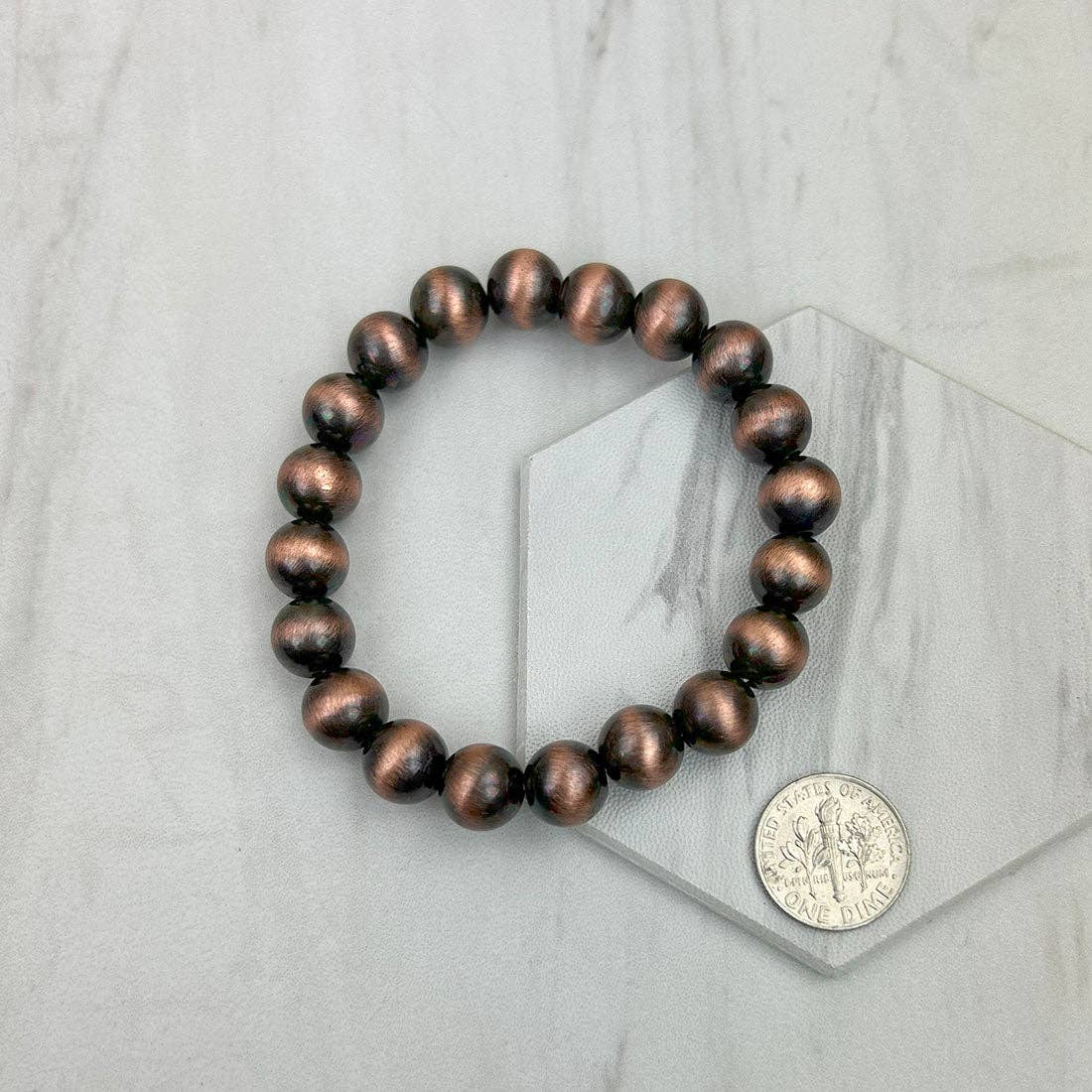 Silver Beaded Stretch Bracelet 10MM