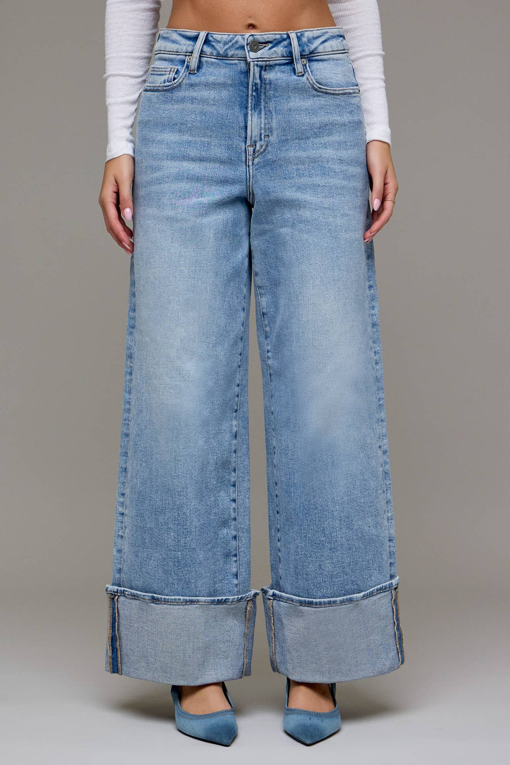 Hidden High Rise Cuffed Super Wide Leg