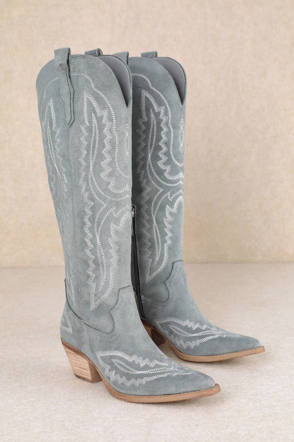 Dusty Blue Suede Cowgirl Boot