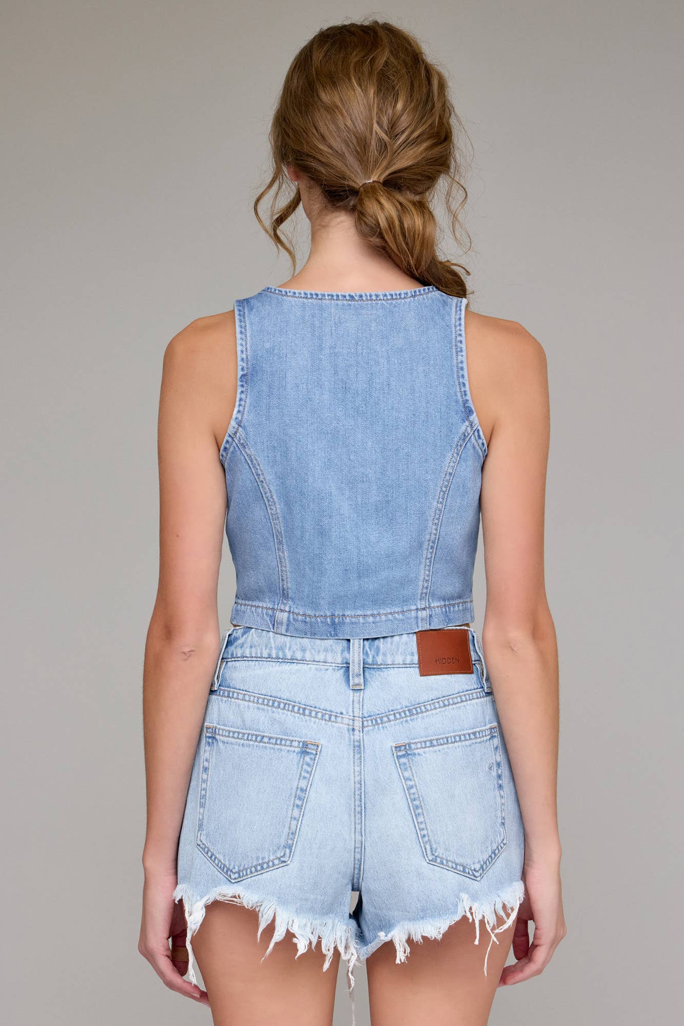 Cropped Denim Vest
