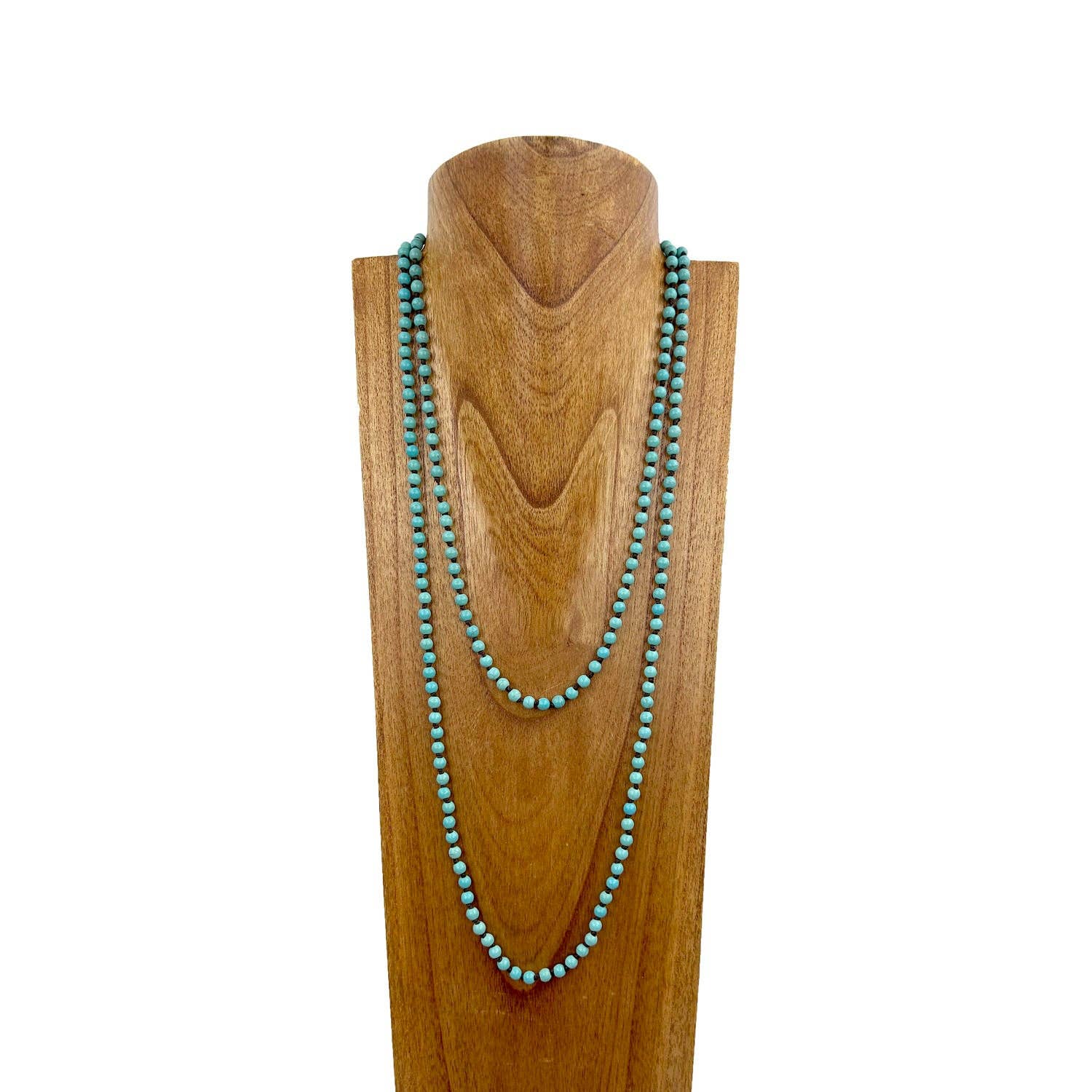 6mm 60” Turquoise Beaded Neckalce