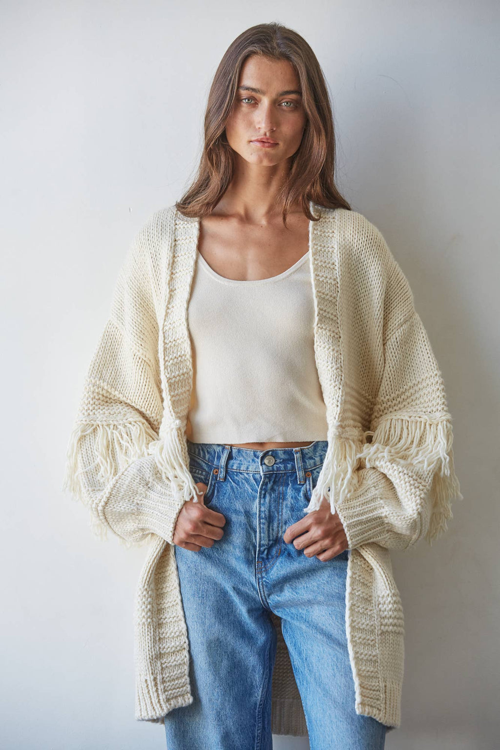 Knit Fringed Cardigan