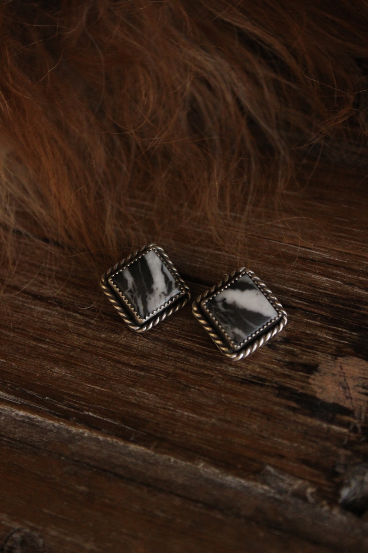 White Buffalo Square Studs