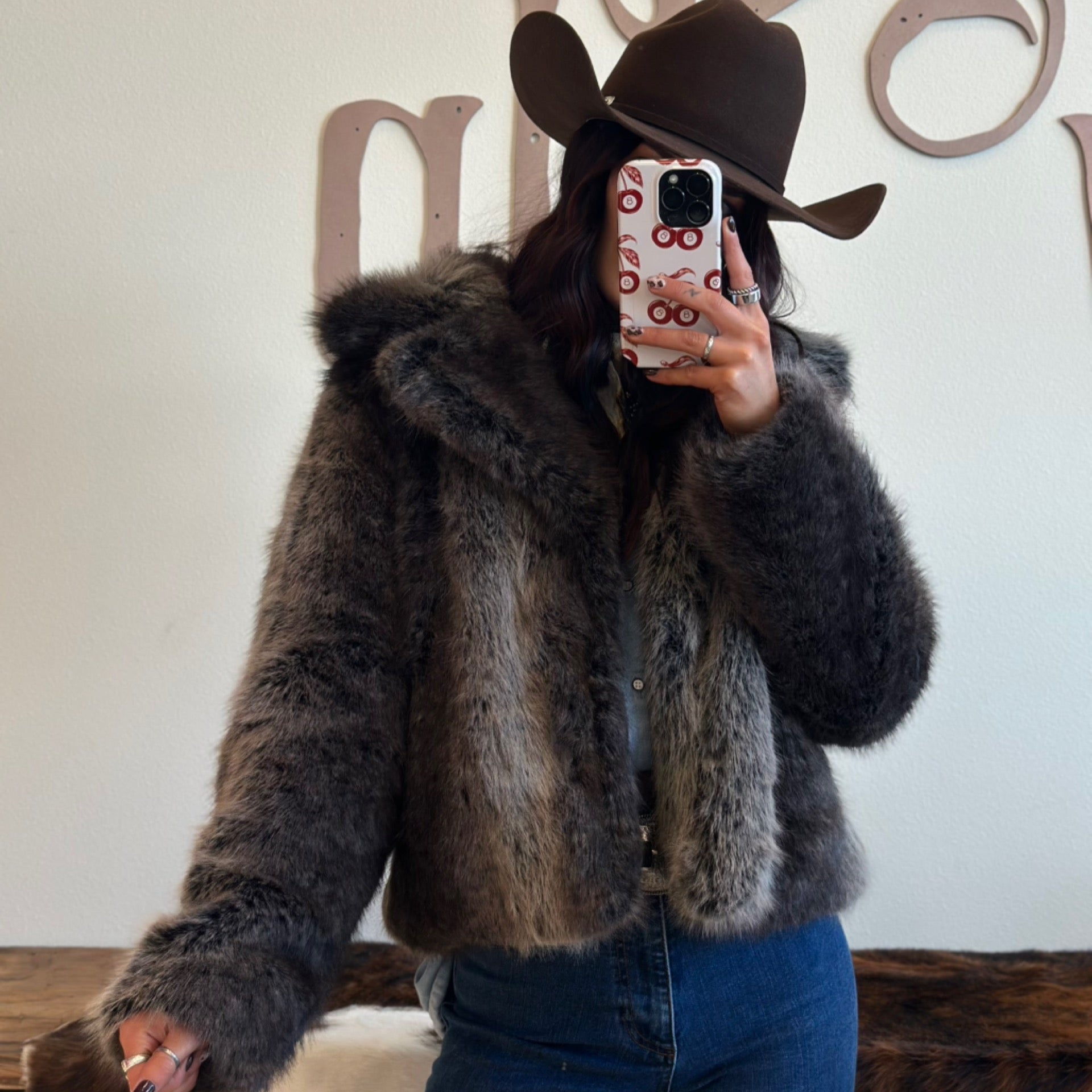 Charcoal Ombre Fur Jacket