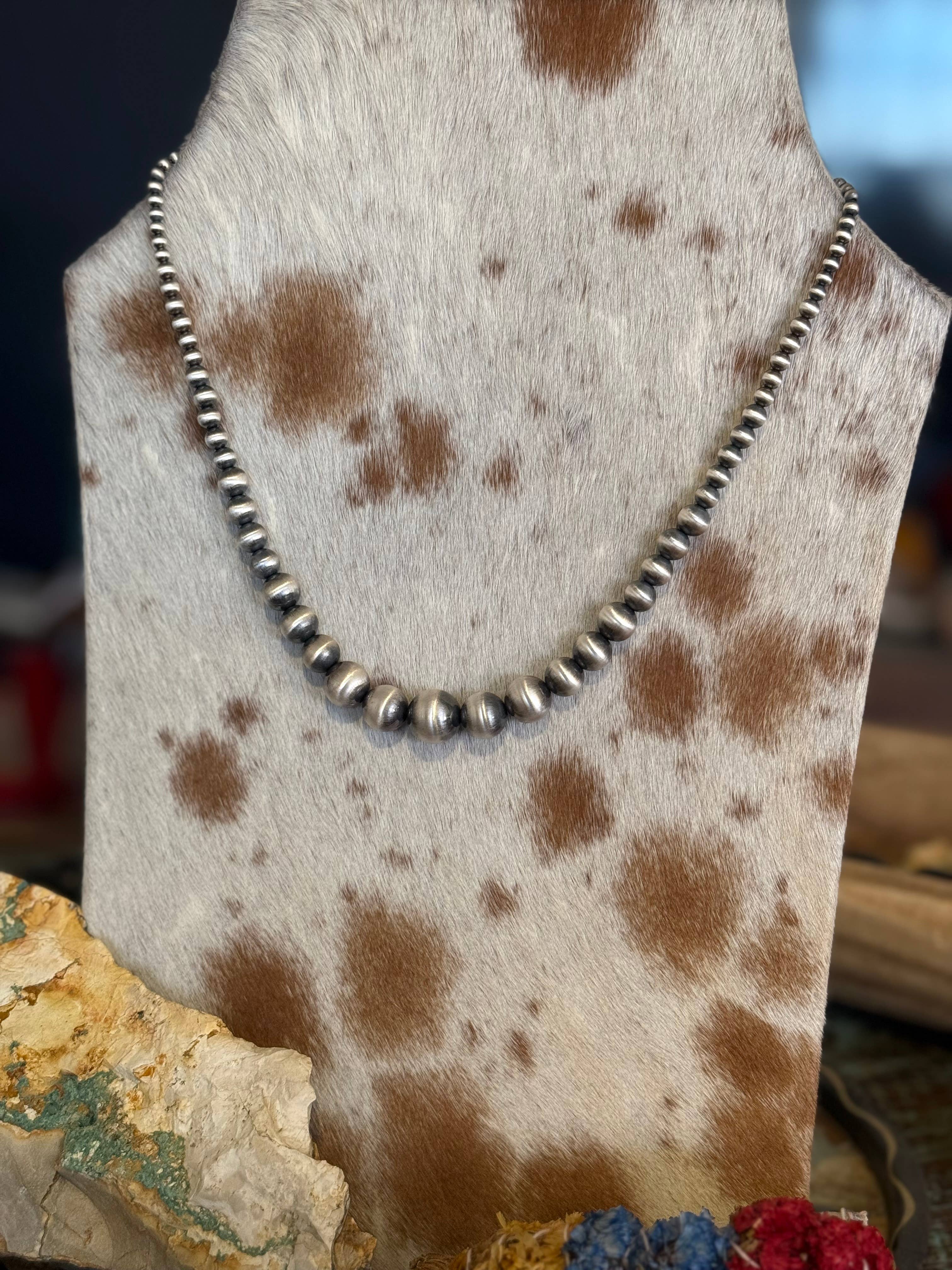 4-14mm Graduated Sterling Beaded Necklace