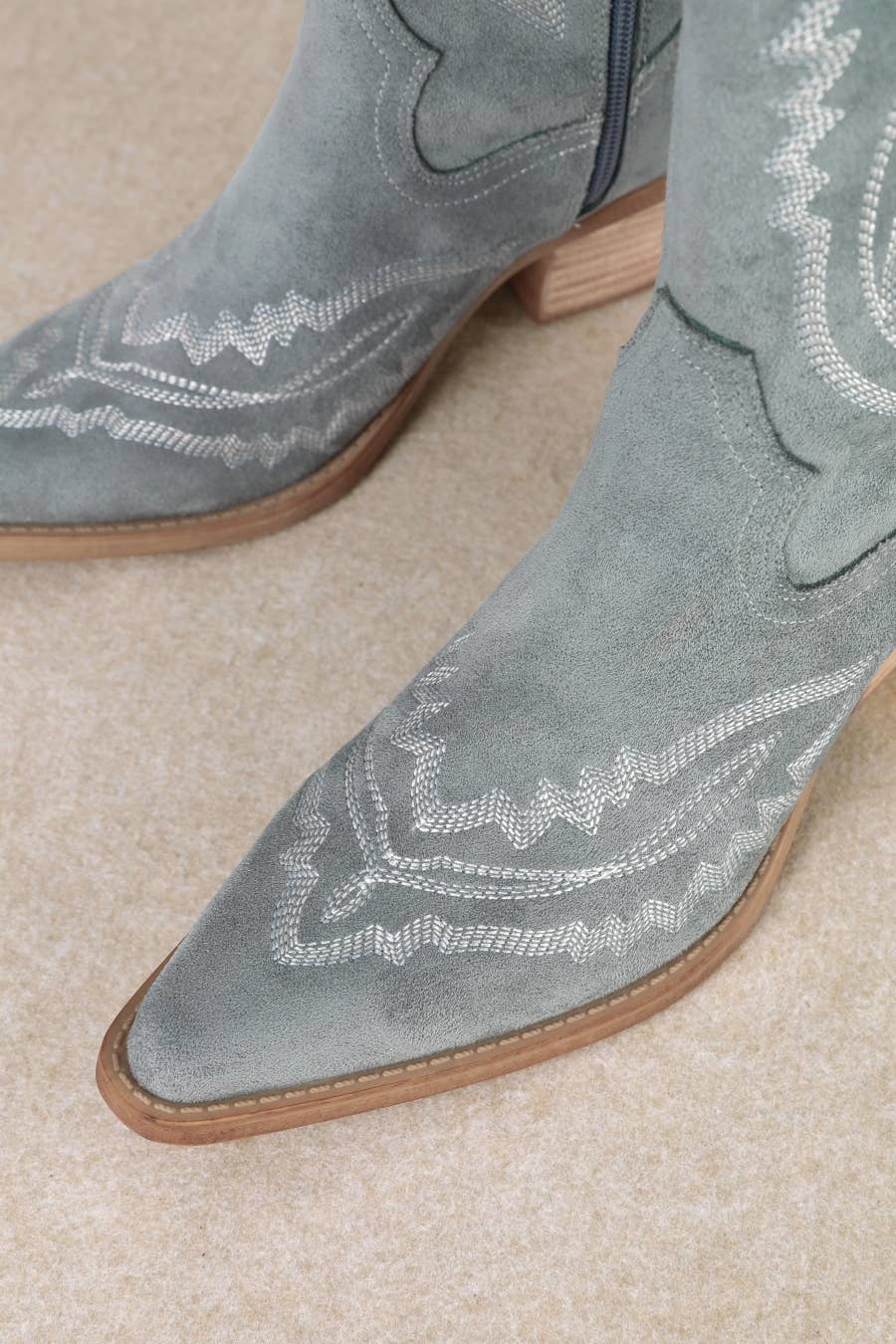 Dusty Blue Suede Cowgirl Boot