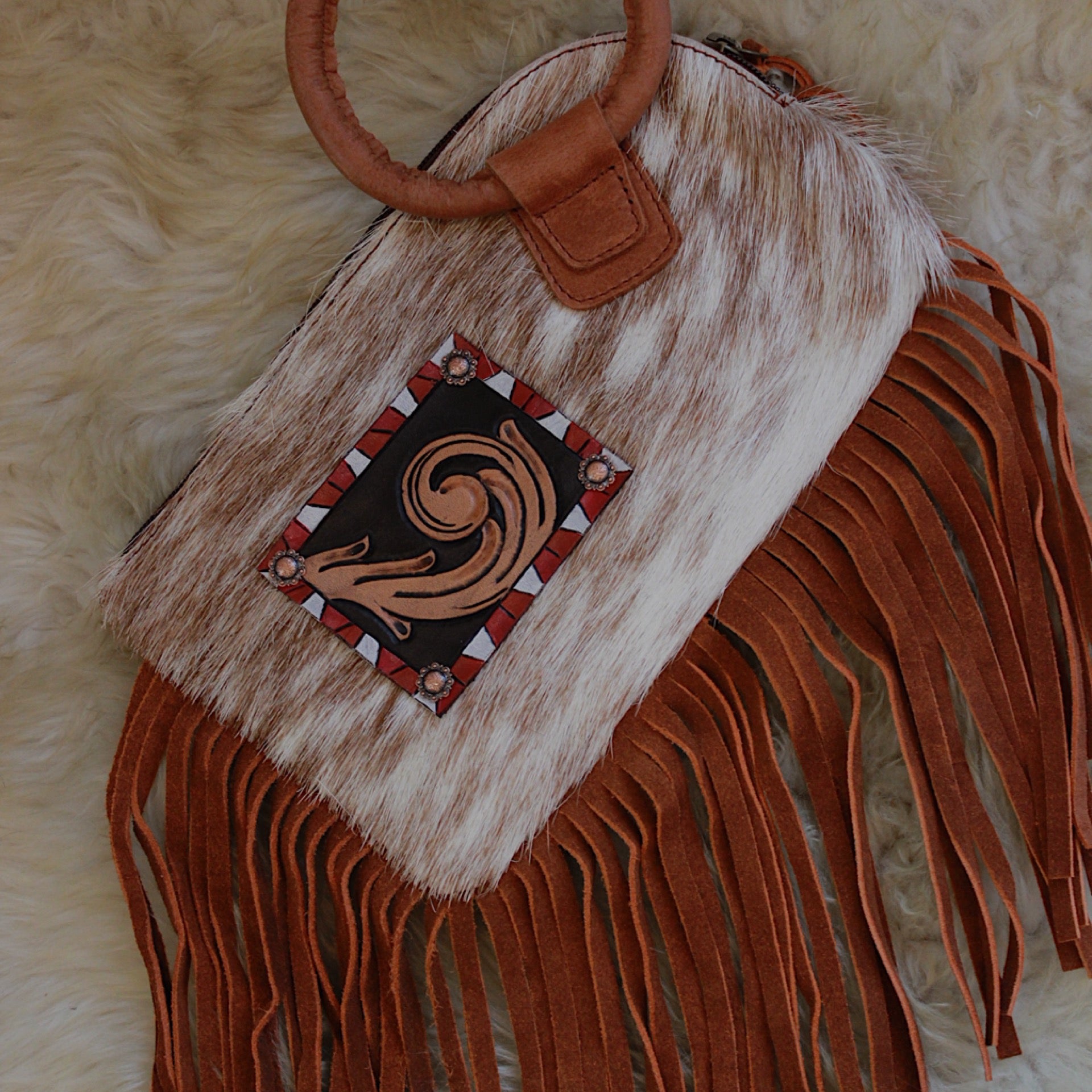Leather & Hide Fringe Wristlet