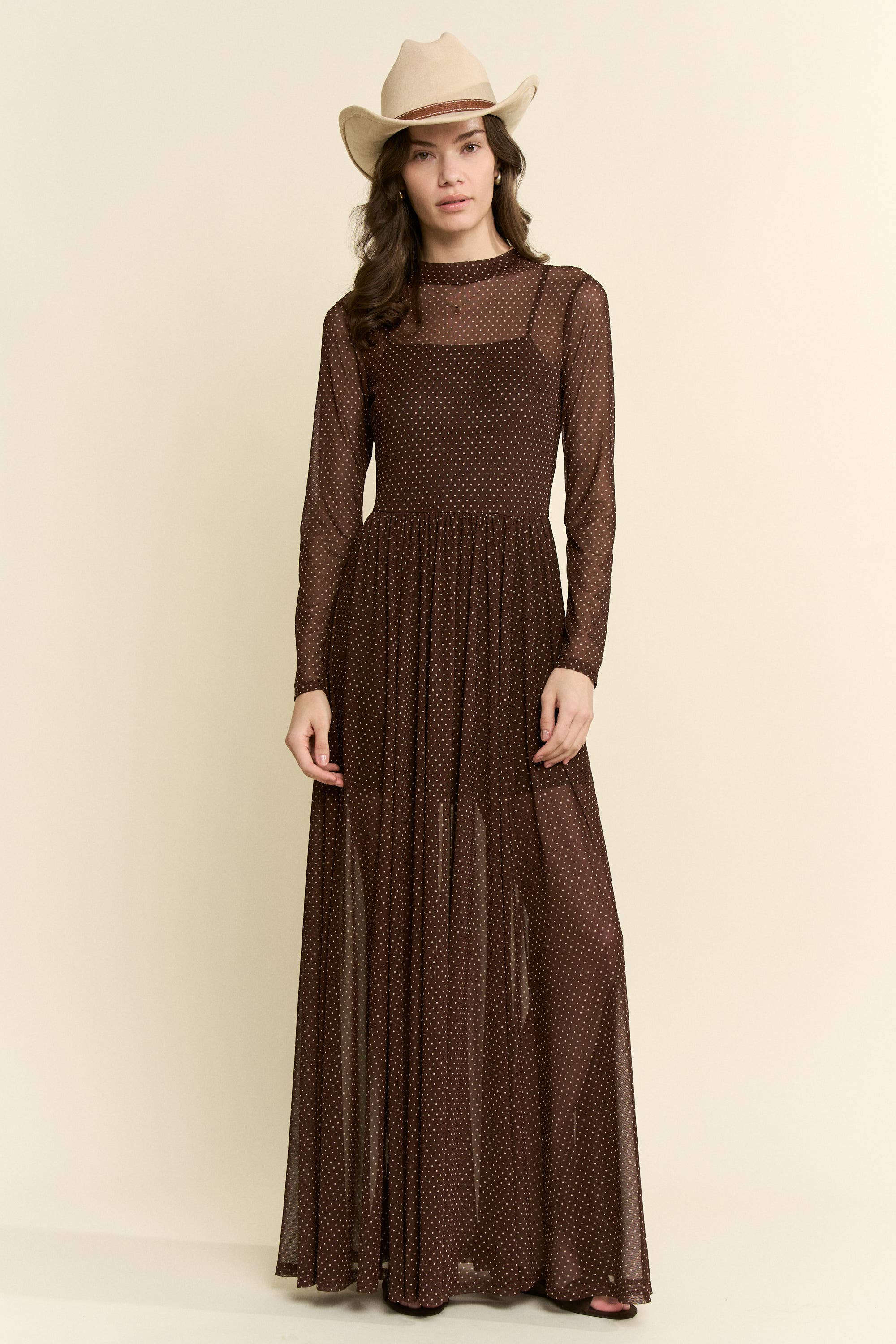 Polka Dot Mesh Maxi