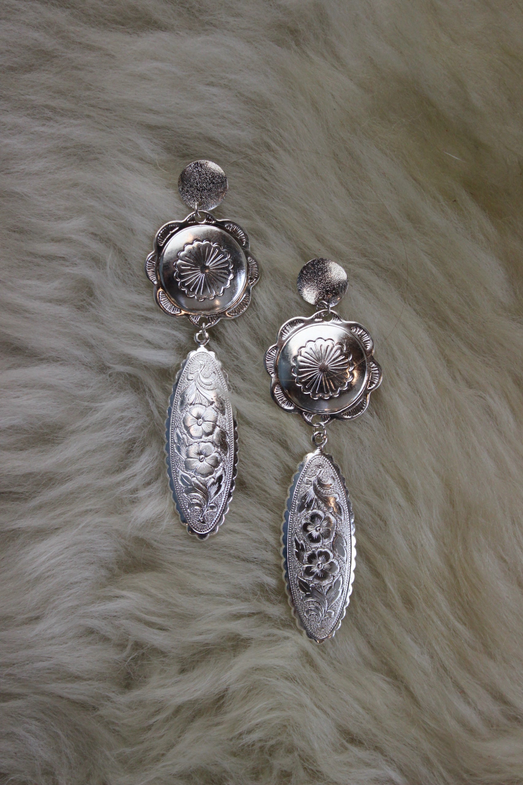 Silver Concho Post Earring