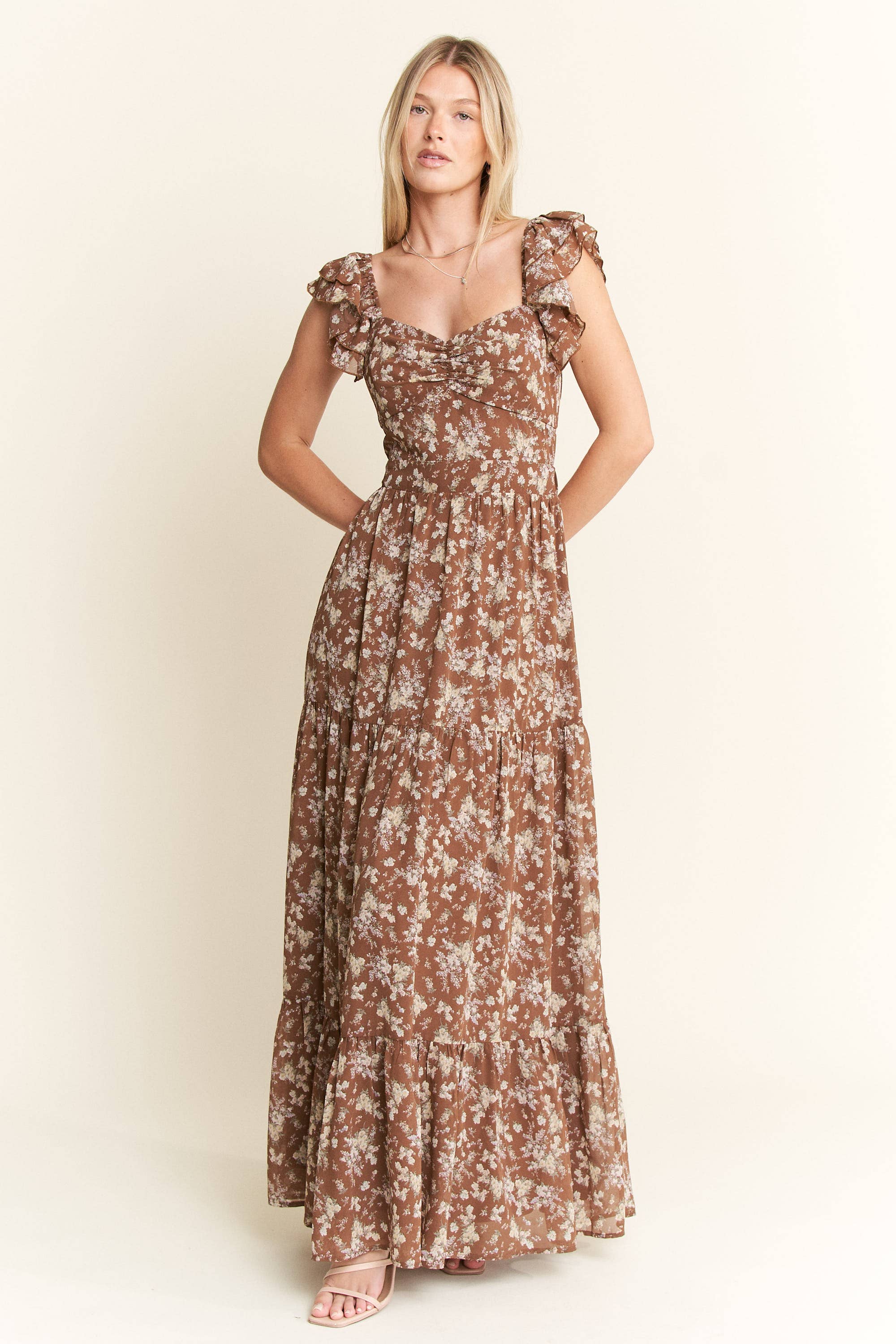 Ruffled Tie Back Maxi